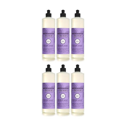 [6 Pack] Clean Day Lilac Scent Liquid Dish Soap 16 oz 1 pk with Sponge - with Sponge - Plant-Derived Degreaser, Biodegradable Dish Soap, Lilac Scent