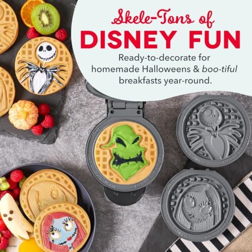 Disney | Dash Nightmare Before Christmas MultiMaker® Mini Waffle Maker with Removable Plates, Ceramic Nonstick Waffle Iron, Jack Skellington, Sally & Oogie Boogie, Indicator Light, Recipe Guide