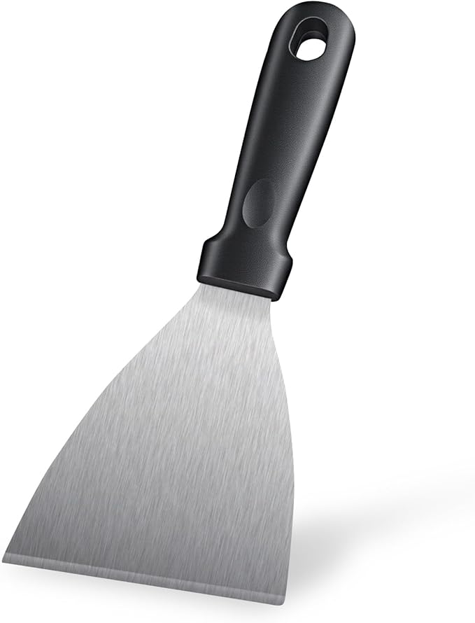 Griddle Scraper，Stainless Steel Grill Scraper, Slant Edge Metal Spatula