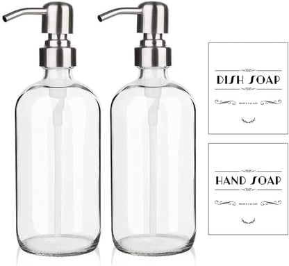 ARKTEK Refillable Soap Dispenser - 17 Oz Clear Glass Bottle