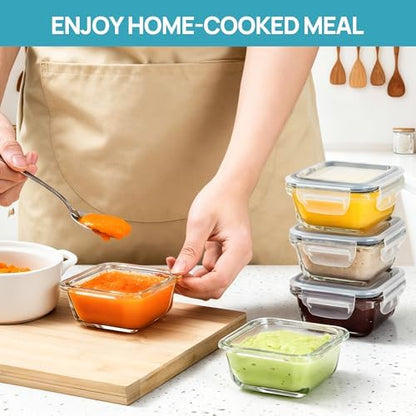 Vtopmart 5Pack 5oz Small Glass Storage Containers Set With Lids, Grey