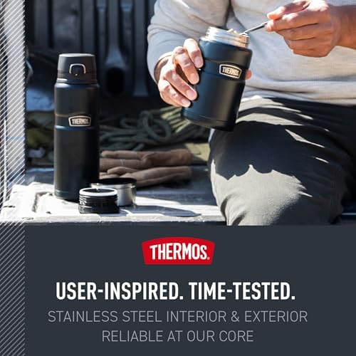 THERMOS Stainless King Vacuum-Insulated Food Jar, 24 Ounce, Matte Red