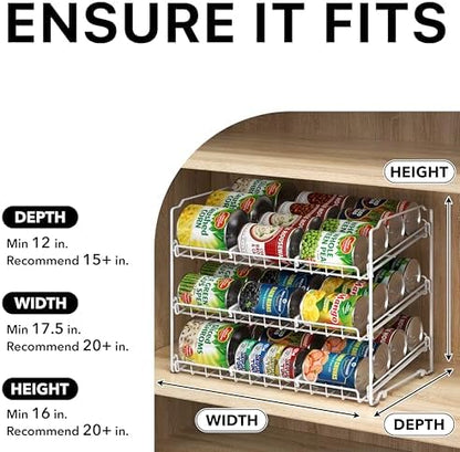 Simple Houseware 3-Tier Stackable Can Organizer Rack Hold 36 Cans, White