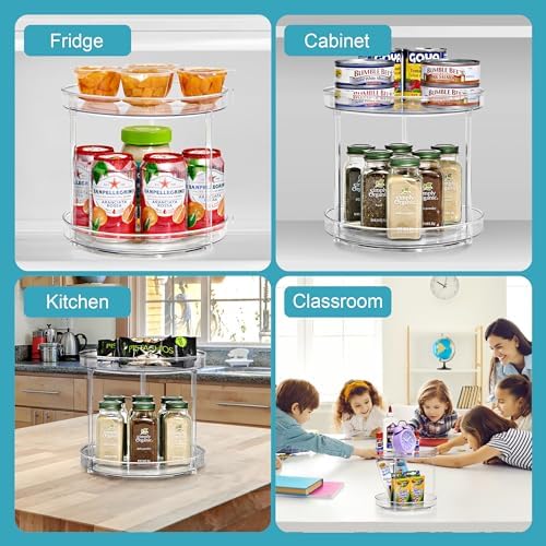 Sorbus Lazy Susan Organizer, Clear Turntable Organizer (2 Tiered 2 Pack)