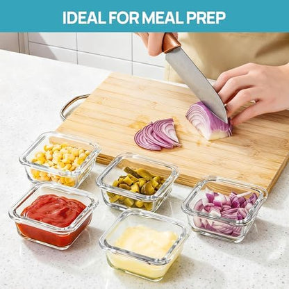 Vtopmart 5Pack 5oz Small Glass Storage Containers Set With Lids, Grey