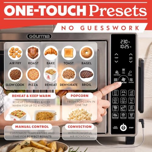Gourmia Toaster Oven - 6-Slice Capacity, Temperature Probe, Stainless Steel