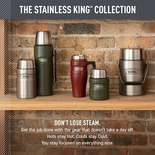 THERMOS Stainless King Travel Mug with Handle, 16oz, Matte Green