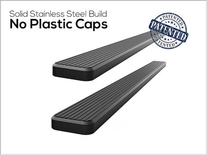 APS Running Boards (Nerf Bars Side Steps Step Bars) Compatible with Chevy Tahoe GMC Yukon 2000-2020 4Dr (Exclude Z71 Denali Yukon XL) (Stainless Steel Black Powder Coated 5in)