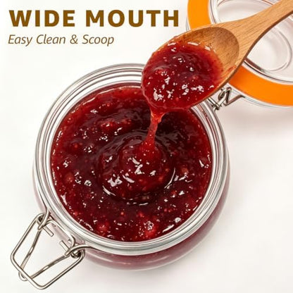 Small Glass Storage Jars with Airtight Lids Wide Mouth 17 oz 6 Pack