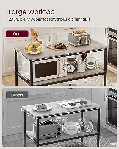 VASAGLE Kitchen Island with 3 Shelves, Storage Cabinet, Steel Structure
