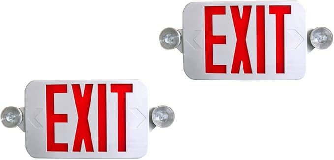 2 Pack Supreme LED All LED Decorative Red White Exit Sign & Emergency Light