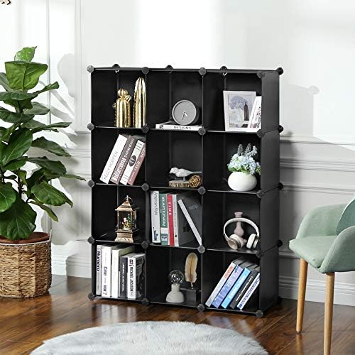 SONGMICS 12 Cube Storage Organizer，Plastic stackable cube shelf