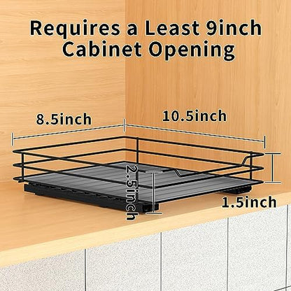 BOIVSHI Pull Out Spice Rack Organizer for Cabinet, Heavy Duty Slide Out Spice Rack Organizer for Kitchen Cabinets and Pantry, Fits Spices, Sauces, Canned Food (8.5''Wx10.5''Dx2.5''H)