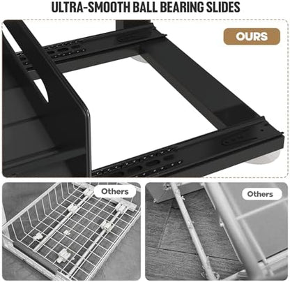 Under Sink Organizer Upgrade To Professional Rails,2-Tier Dual Pull Out Cabinet Storage,Height Adjustable Slide Out Drawers For Bathroom Kitchen,2 Pack-14.5" Dx12.8-16.9" H,Black