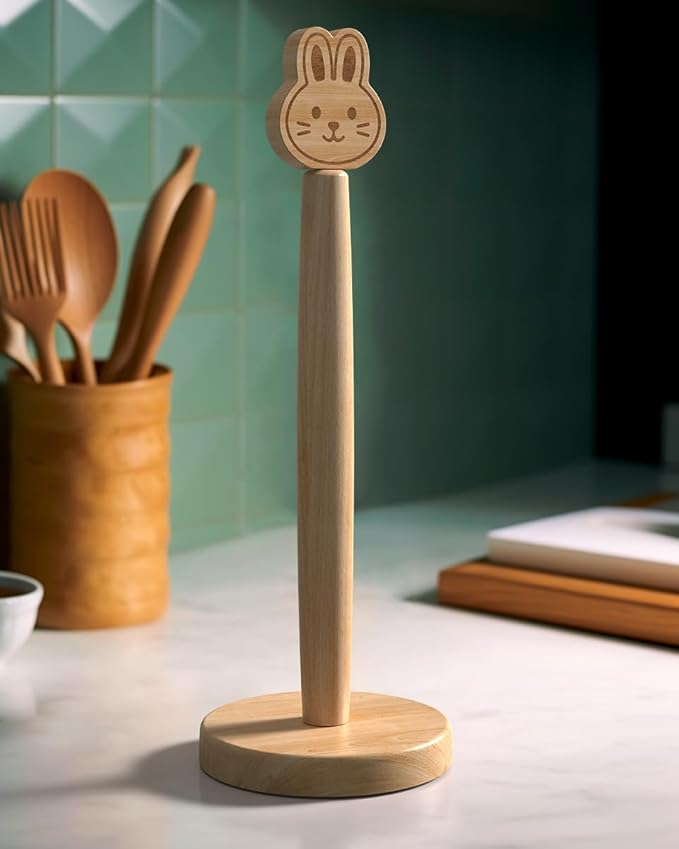 KitchLife Cute Wooden Paper Towel Holder Countertop