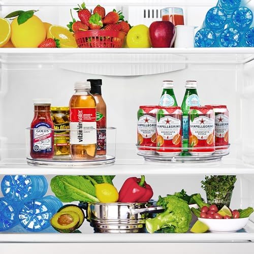 Sorbus Lazy Susan Organizer, Clear Turntable Organizer (Tall + 2 Flat)