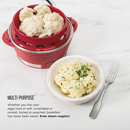 Chefman Electric Egg Cooker Boiler, Rapid Poacher, Food & Vegetable Steamer, Quickly Makes Up To 6, Hard, Medium or Soft Boiled, Poaching/Omelet Tray Included, Ready Signal, BPA-Free, Black