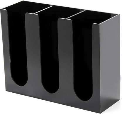 Acrylic Coffee Cup and Lid Storage Organizer Holder, 3 Compartments Disposable