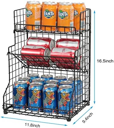 X-cosrack 3-Tier Snack Organizer Rack Bins with Adjustable Tilting Design for Pantry Storage,Metal Wire Snack Holder for Kitchen Bathroom Cabinets Countertops