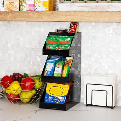 Mind Reader Coffee Tea Utensil and Condiment Station, Countertop Organizer, Coffee Bar, Kitchen, Acrylic, Black