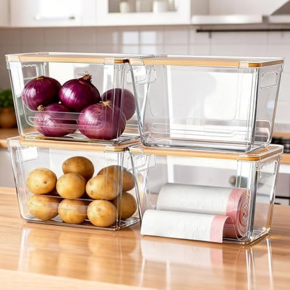 2 Pack Pantry Storage Containers for Onions, Potatoes and Trash Bags
