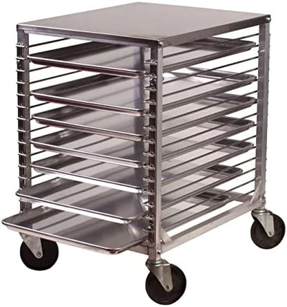 Winco 15-Tier Aluminum Sheet Pan Rack with Hard Top and Wire Slides