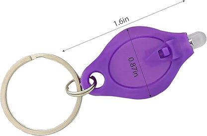 9PCS LED Flashlight Keychain Ring, Mini Small White Rows Ultra High Bright Tiny Micro UV Lighting Squeeze Penlight Button Bulk for Name Tag Pocket Emergency, Nurses Badge Reel Zipper, Multicolor Shell