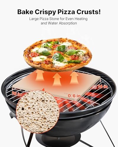 VEVOR Pizza Stone, 16 x 14 x 0.6 Inch Rectangular Cordierite Pizza Stone, Large Baking-Stone with Scraper, 1450℉ Heat-Resistant Cordierite Cooking Stones for Kitchen Bake Oven, BBQ Grill