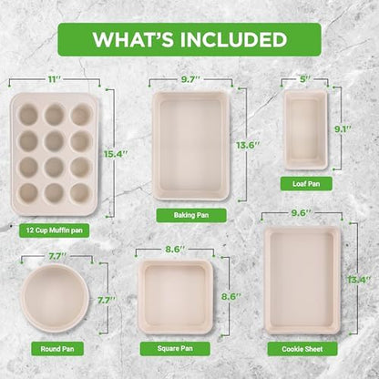 NutriChef Non Stick Baking Pans Set, 6-Piece Bakeware Set