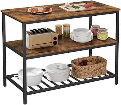 VASAGLE Kitchen Island with 3 Shelves, Storage Cabinet, Steel Structure