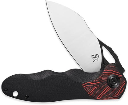 Sitivien ST154 Folding Knife, Sandvik 14C28N Steel Blade with G10 Handle,Chinese Zodiac Series EDC Tool Knifes for Camping Hunting Survival Hiking(Red)