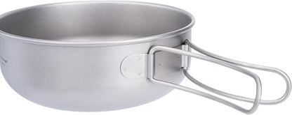 iBasingo 3-Piece Set Titanium Pot Set Camping Cooking Pan with Folding-Handle Outdoor Camp Cookware Pot Sets