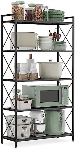 SONGMICS 5-Tier Steel Storage Rack, Shelving Unit with X Side Frames