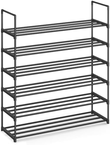 SONGMICS Shoe Rack, 6-Tier Shoe Organizer, Metal Storage Shelf