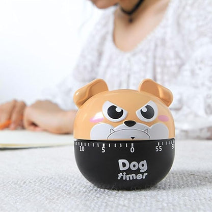 Cute Dog Kitchen Timer Manual Mechanical Rotating Alarm 55 Minutes Countdown