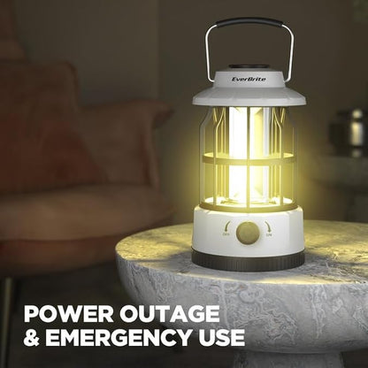 EverBrite LED Camping Lantern, USB C Rechargeable with Stepless Dimming, Vintage Portable Camping Lights & Lanterns for Power Outages, Hurricane, Emergency, Fishing, Home and More