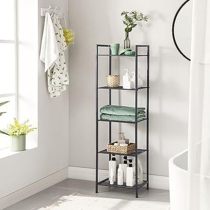 SONGMICS 5-Tier Storage Rack, Bathroom Shelf, Extendable Plant Stand