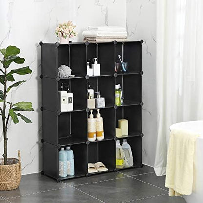 SONGMICS 12 Cube Storage Organizer，Plastic stackable cube shelf