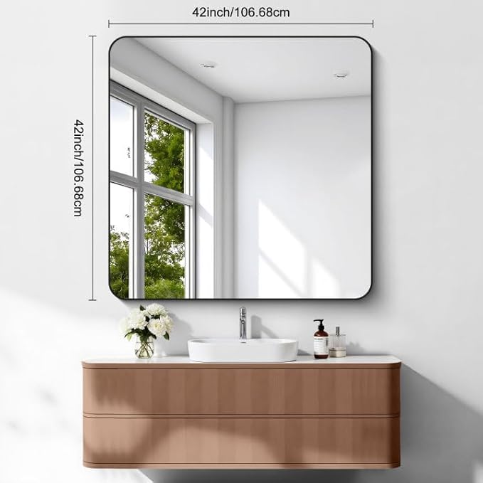 FORBATH Bathroom Mirror 42x42 Inch, Large Square Vanity Mirror