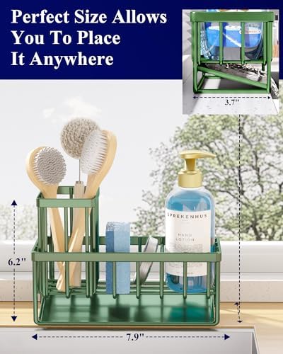 Kitsure Sponge Holder for Kitchen Sink, 7.9"x3.7"x6.2", Green