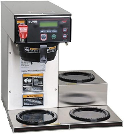 BUNN Axiom DV-3, Dual Voltage Automatic Commercial 12-Cup Coffee Maker, 3 Lower Warmers, 38700.0009,Grey, 7.5 Gallons
