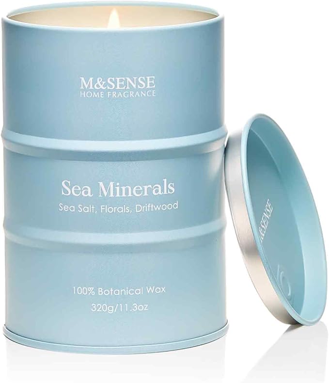 M&SENSE Sea Minerals Scented Candles Ocean, Aromatherapy Summer Candle for Stress Relief Meditation Relaxing, Housewarming Gifts for Women Men, 11.3oz 70 Hour Long Burning