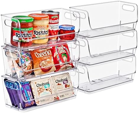Sorbus Clear Pantry Organizer with Stackable Storage Bins, Open Front