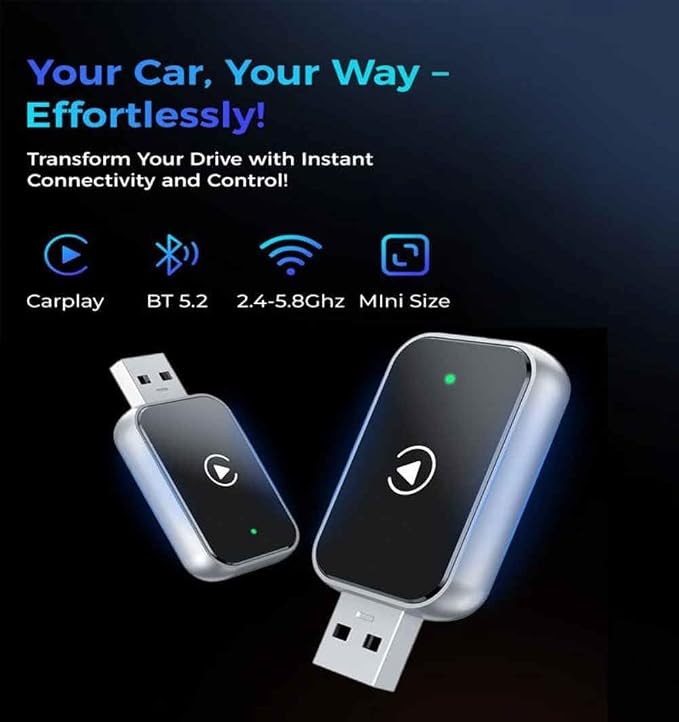 Car Wireless CarPlay Adapter for Mini Countryman 2018-2023 2024 2025 2026, Plug & Play, Play Stable Connection No Latency, Converts Wired to Wireless
