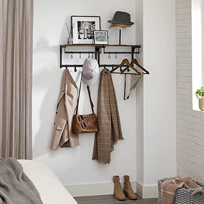 VASAGLE Laundry Room Shelf Wall Mounted, with 8 Removable Hooks