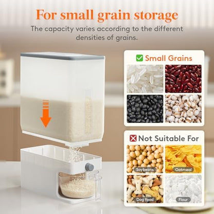 Lifewit Rice Container 26 Lbs, One-Press Dispenser with Measuring Cup