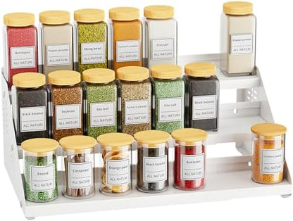 BOIVSHI 3 Tier Expandable Spice Organizer for Cabinet, White