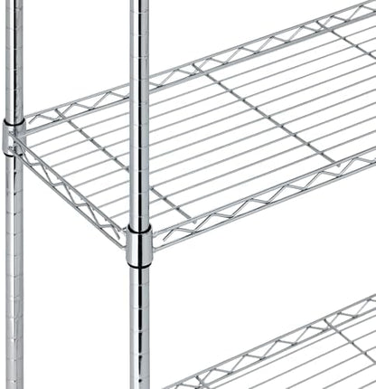 Amazon Basics 5-Shelf Adjustable Heavy Duty Steel Wire Rack, Space Saving Storage Shelving Organizer for Kitchen, Garage, No-Tool Assembly, 350 lbs Weight Capacity, 36" x 14" x 72", Chrome
