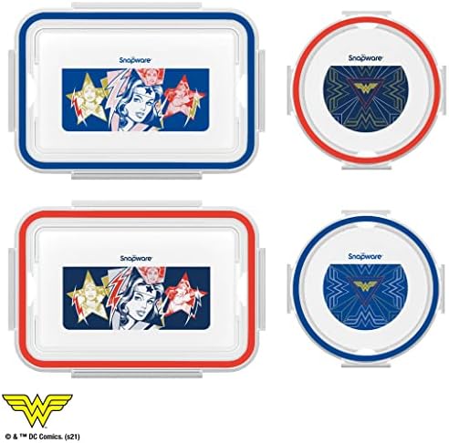 Snapware 8-Pc Plastic Food Storage Containers Set, 4.6-Cup & 3-Cup Meal Prep Containers with Lid, Non-Toxic, BPA-Free Lids with 4 Tab Locking Lids, Dishwasher, Microwave, and Freezer Safe, Batman
