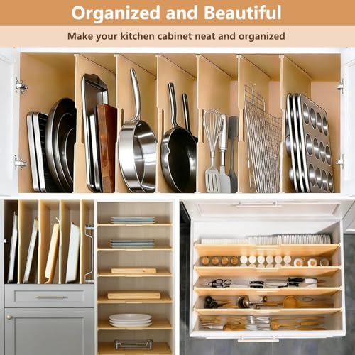 Celestite Wooden Baking Sheet Organizer for Cabinet, Baking Tray Organizer, Cookie Sheet Organizer for Cabinet Kitchen Storage Organization Accessories